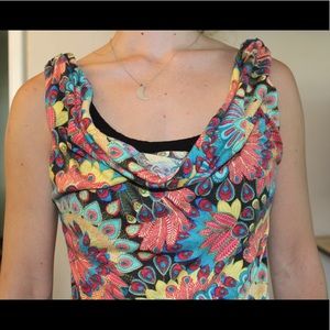 Women’s gathered neck floral tank S